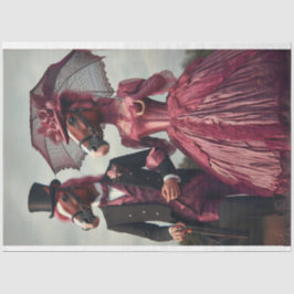 Papel De Seda Decoupage de Cavalos Casais Vitorianos Vitorianos