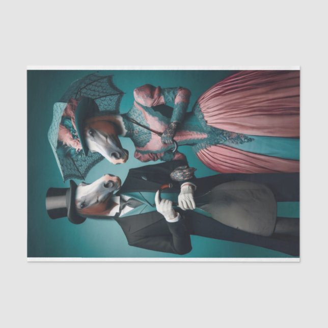 Papel De Seda Decoupage de Cavalos de Vestido Cinza-Rosa Vitoria (Frente )