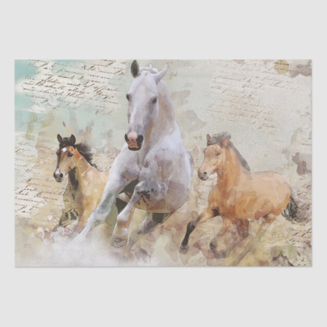 Papel De Seda Decoupage de Cavalos Selvagens (Frente )