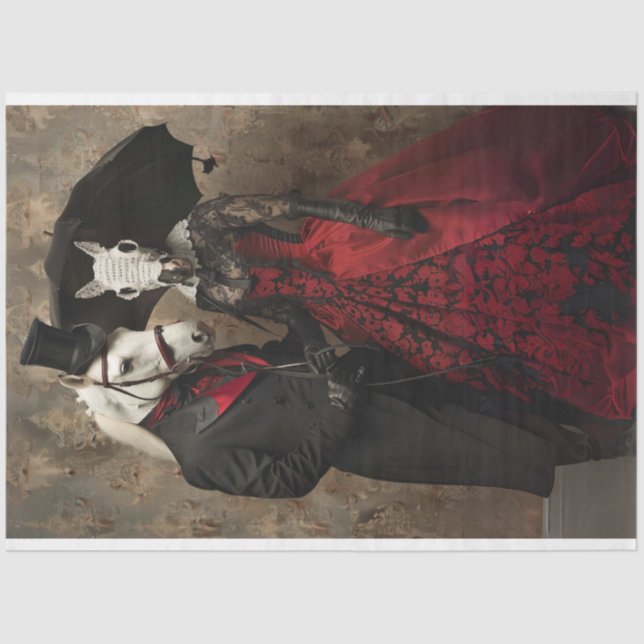 Papel De Seda Decoupage de Cavalos Vestidos Pretos Vestidos, Vit (Frente )