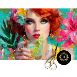 Papel De Seda Decoupage de Cocktail Tropical Lima Vermelha Retro
