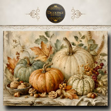 Decoupage de Colheita de Outono com Abóbora Branca