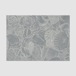 Papel De Seda Decoupage de Concha de Praia Costeira Cinza Branco