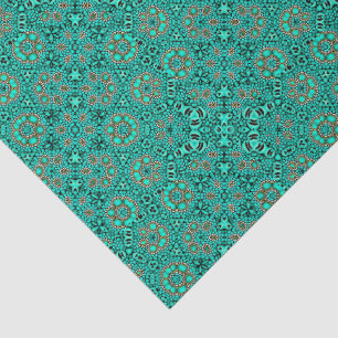 Papel De Seda Decoupage de Concha Dourada Falsa Turquesa Água-ma