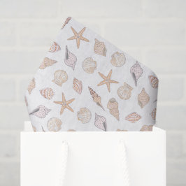 Papel de seda decoupage de conchas marinhas, praia
