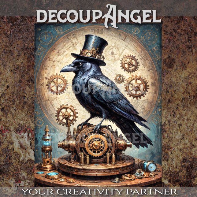 Papel De Seda Decoupage de Corvo Steampunk (Criador carregado)
