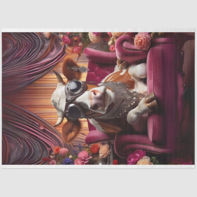 Papel De Seda Decoupage de Covas Sentadas Rosa (Frente )