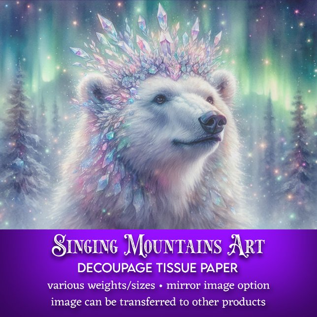 Papel De Seda Decoupage de Cristal de Gelo do Urso Polar Elegant (Criador carregado)