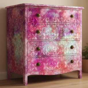 Papel De Seda Decoupage de Damasco em Aquarela Rosa Desbotada Vi