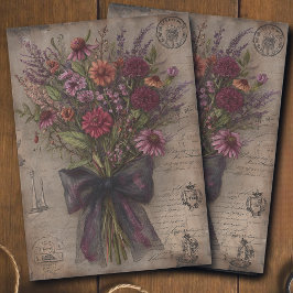 Papel De Seda Decoupage de Efêmera de Buquê de Flores Silvestres