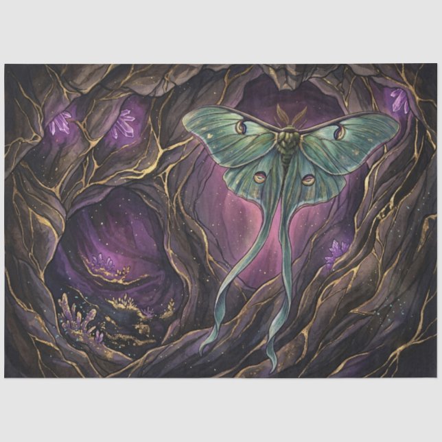 Papel De Seda Decoupage de Efêmeras da Caverna de Ametista com M (Frente )
