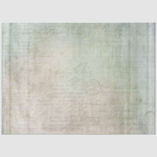 Papel De Seda Decoupage de Ephemera Azul Verde de Textura Vintag