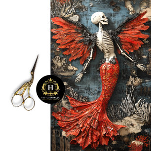 Papel De Seda Decoupage de Esqueleto de Vampiro Gótico Crânio de