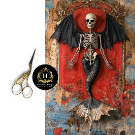 Papel De Seda Decoupage de Esqueleto de Vampiro Gótico Crânio de
