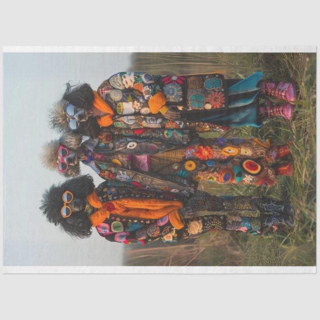 Papel De Seda Decoupage de Estilo de Poodle Padrão das Irmãs Hip (Frente )