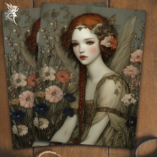 Papel De Seda Decoupage de Fada Boho Vintage em Jardim de Papoul