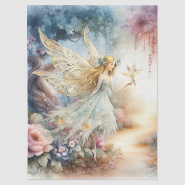 Papel De Seda Decoupage de Fada Celestial Etérea Enfeitiçada (Frente )