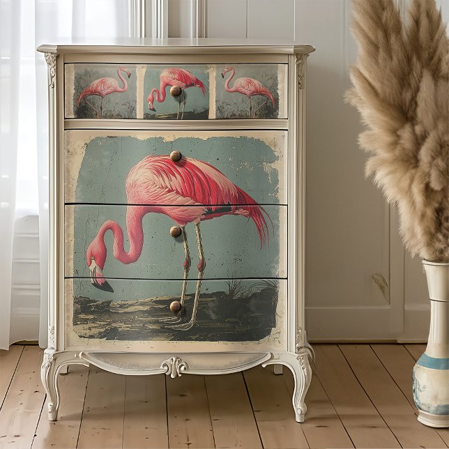 Papel De Seda Decoupage de Flamingo Americano Estilo Audubon (Criador carregado)