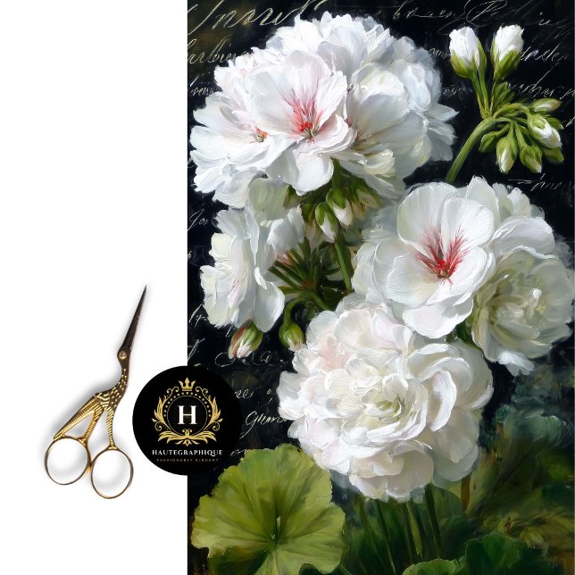 Papel De Seda Decoupage de Flor de Gerânio Branco (Transform Jewelry Boxes with Botanical Romance.
)