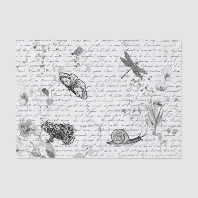 Papel De Seda Decoupage de Flor Selvagem de Sapo Florestal Escur (Frente )