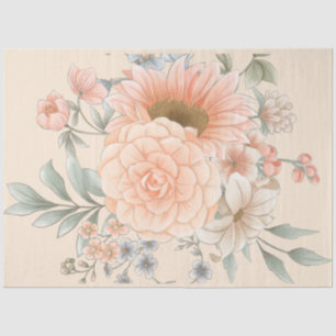 Papel De Seda Decoupage de Flores de Aquarela de Pêssego