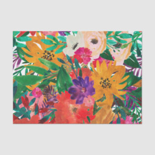Papel De Seda Decoupage de Flores de Aquarela Tropicais