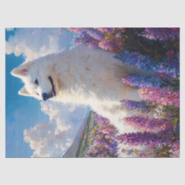 Papel De Seda Decoupage de Flores de Lupino Roxo Cachorro Samoye