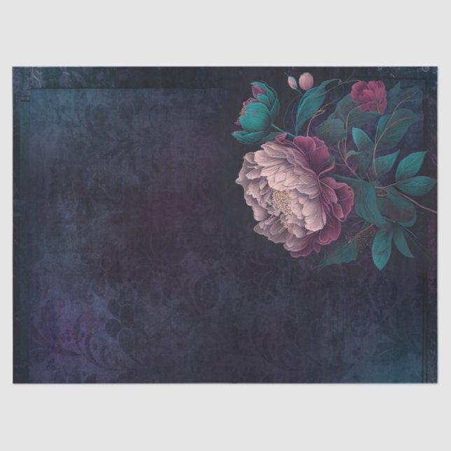 Papel De Seda Decoupage de Flores de Pênia Rosa e Branca (Frente )