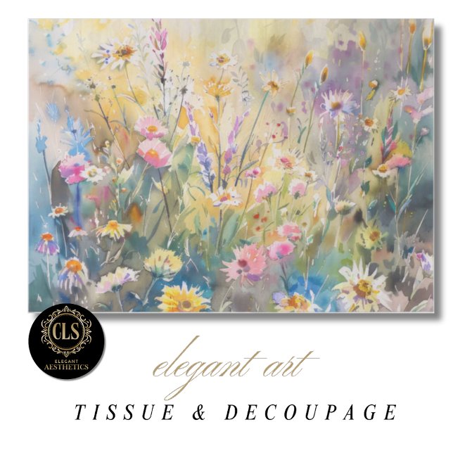 Papel De Seda Decoupage de Flores Silvestres em Aquarela (Criador carregado)
