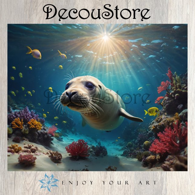Papel De Seda Decoupage de Foca Subaquática (Criador carregado)