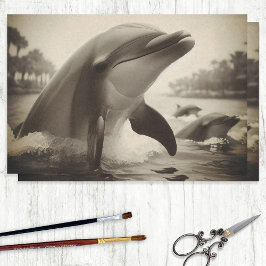 Papel De Seda Decoupage de Foto de Golfinho Nariz-de-Garrafa Vin