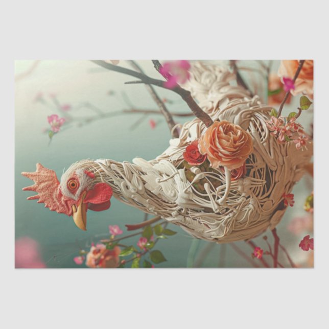 Papel De Seda Decoupage de Frango Floral Vitoriano (Frente )