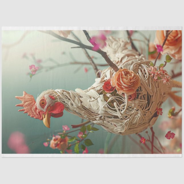 Papel De Seda Decoupage de Frango Floral Vitoriano (Frente )