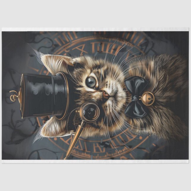 Papel De Seda Decoupage de Gatinhos com Sussurros Steampunk (Frente )