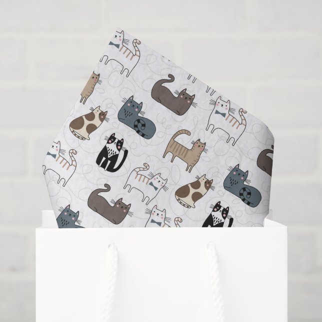 Papel de seda decoupage de gato, gatinho (Sacola de presentes)