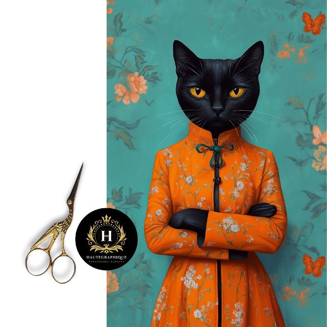 Papel De Seda Decoupage de Gato Negro Chinês (Criador carregado)