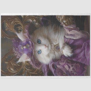 Papel De Seda Decoupage de Gatos Brancos Real Vintage