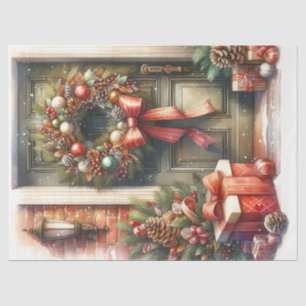 Papel De Seda Decoupage de Grinalda de Natal Retro