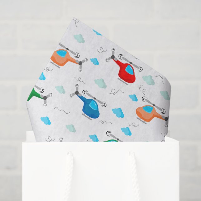 Papel De Seda Decoupage de Helicóptero (Sacola de presentes)