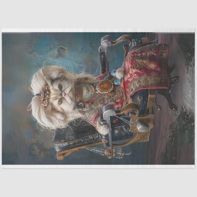 Papel De Seda Decoupage de Hippie Chic Cat (Frente )