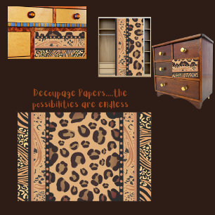 Papel De Seda Decoupage de Impressão de Animais do Leopardo
