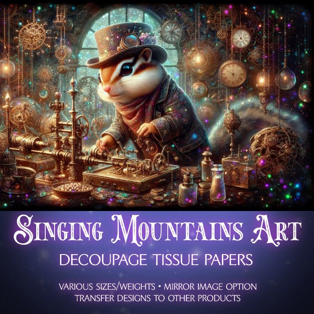 Papel De Seda Decoupage de Inventor de Chipmunk Vitoriano Steamp (Criador carregado)