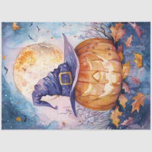 Papel De Seda Decoupage de Jack-o-Lanterna Cheia-Moon
