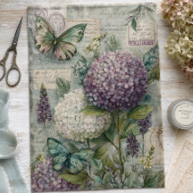Decoupage de Jardim de Borboletas Hortênsias Vinta
