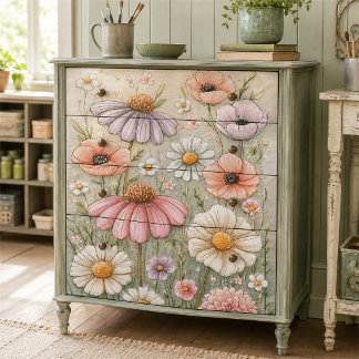 Papel De Seda Decoupage de Jardim de Flores Silvestres Pastel Vi