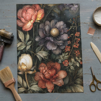 Papel De Seda Decoupage de Jardim de Flores Silvestres Romântico