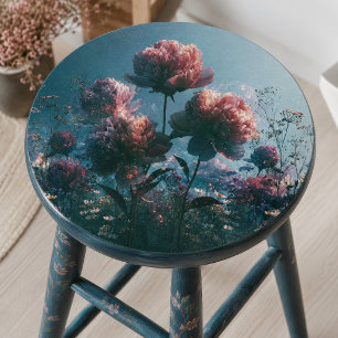 Papel De Seda Decoupage de Jardim de Peônia Rosada Iluminada pel