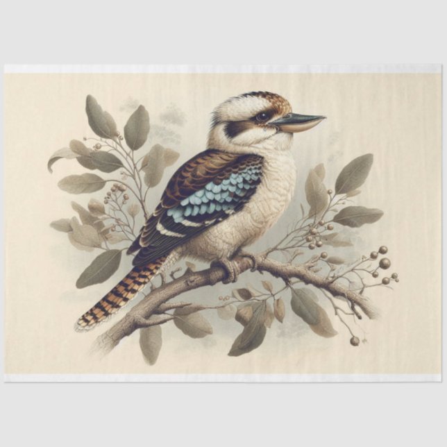 Papel De Seda Decoupage de Kookaburra australiana (Frente )