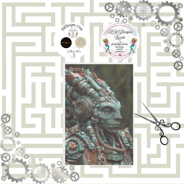 Papel De Seda Decoupage de Lagarto Laranja Azul Steampunk (Criador carregado)