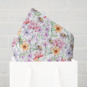Papel De Seda Decoupage de Laranja Roxo Floral